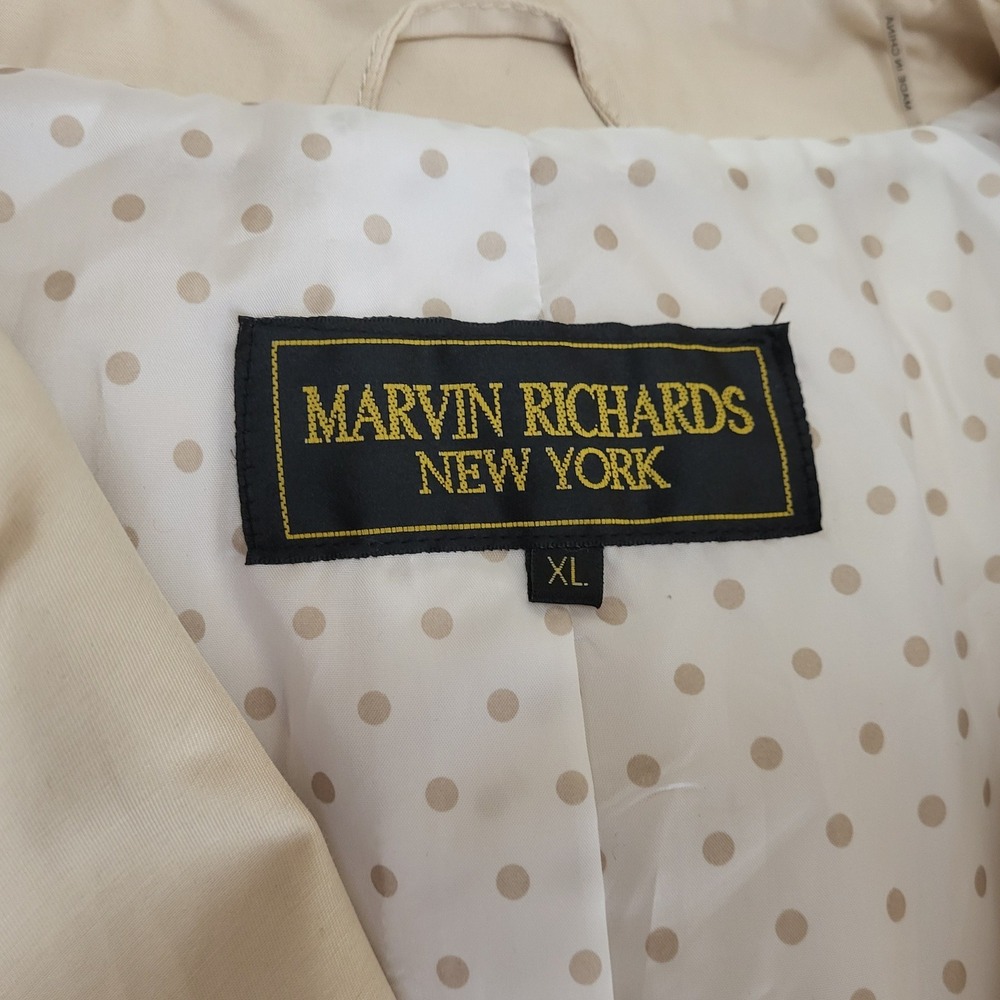 Marvin Richards New York Cream Ivory Long Double Breasted Tie Trench Coat XL - Picture 5 of 9